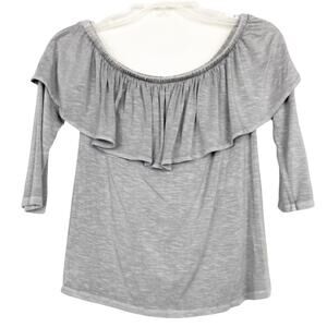 American Eagle Gray Off The Shoulder Flounce Top Sz XS
